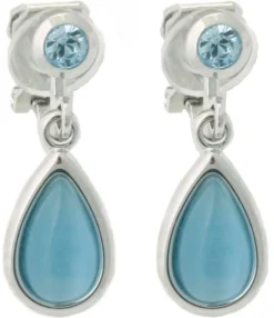 Boucles d'oreilles clips - Œil de chat bleu