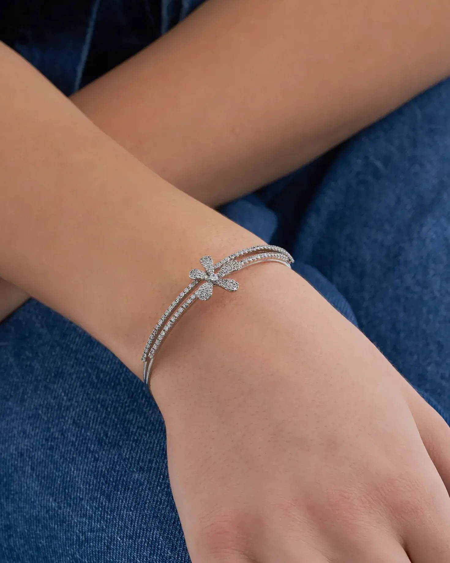 Bracelet jonc - Zirconia Flower