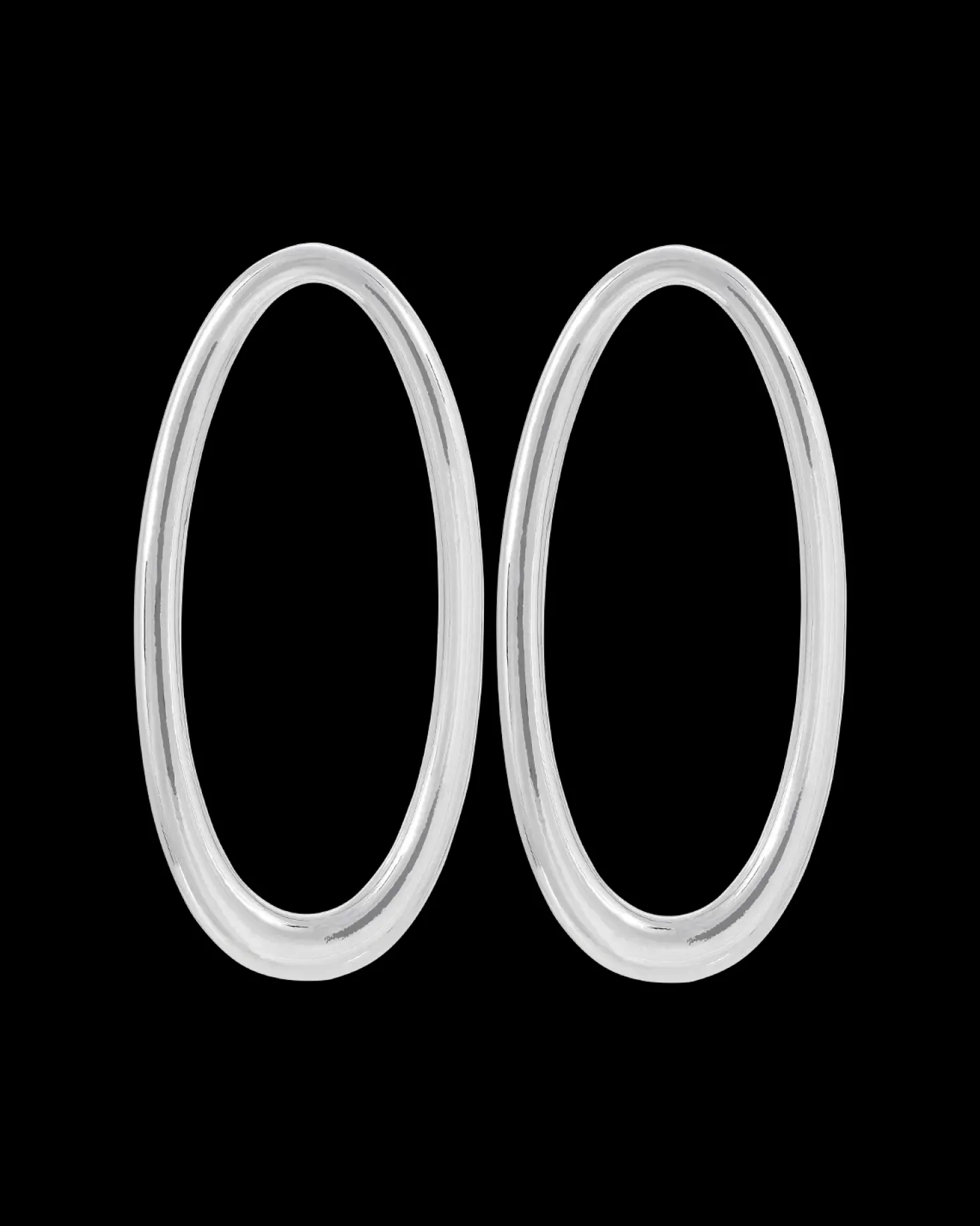 Clous d'oreilles - Rhodium Ovals
