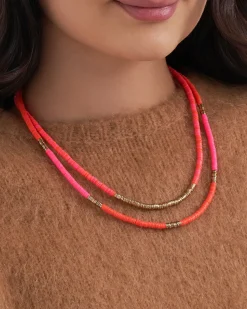 Collier multirangs - Coral Shine
