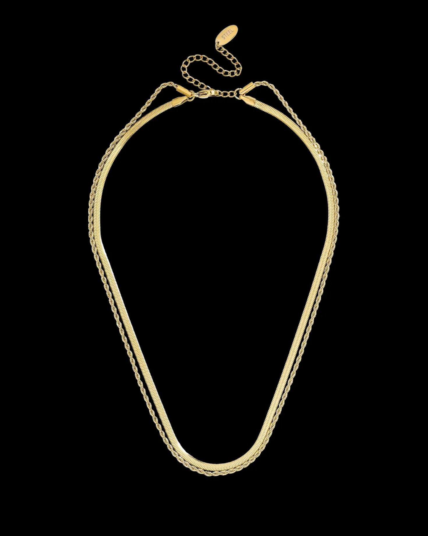 Collier multi-rangs - Golden Steel