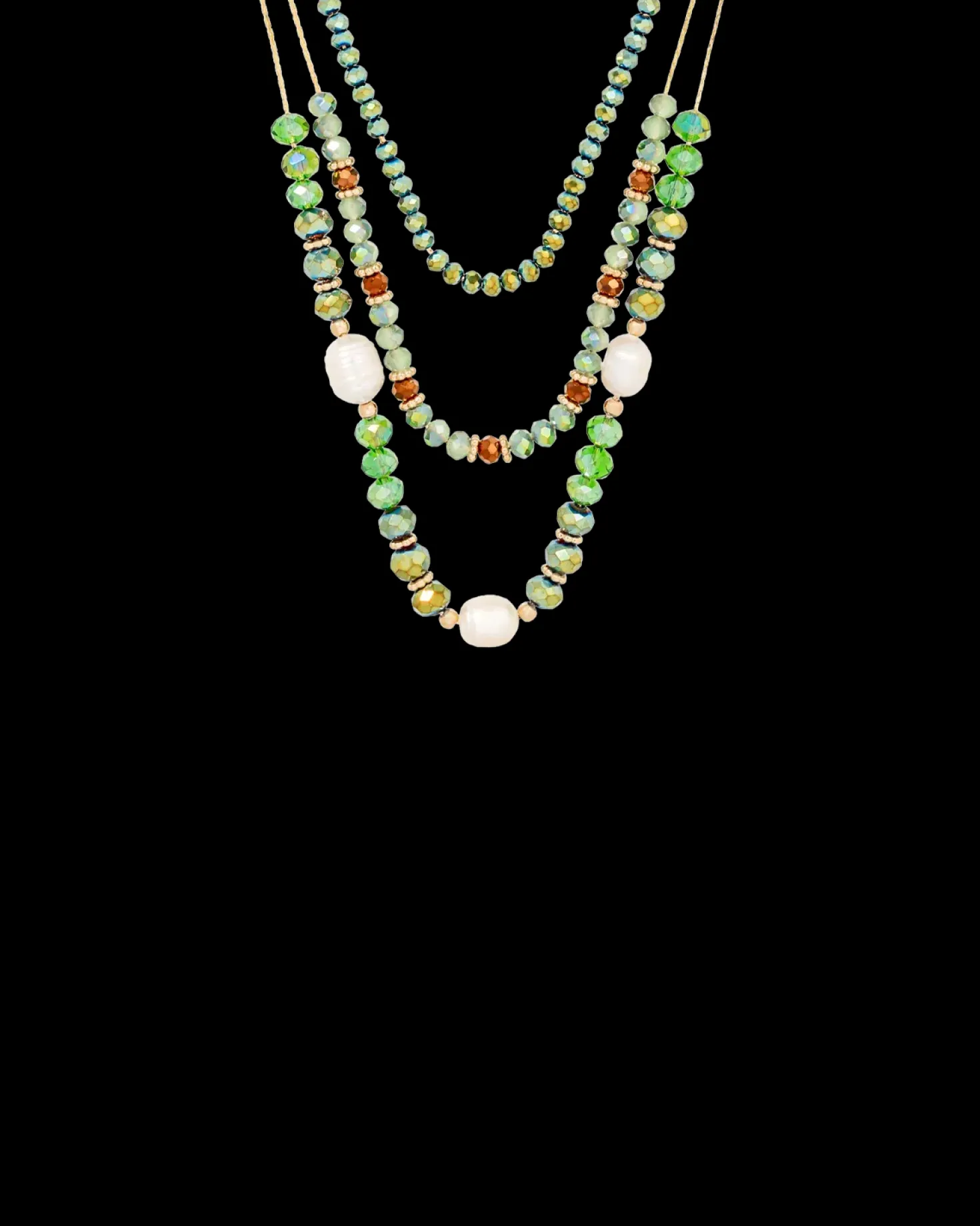 Collier multirangs - Green Beads