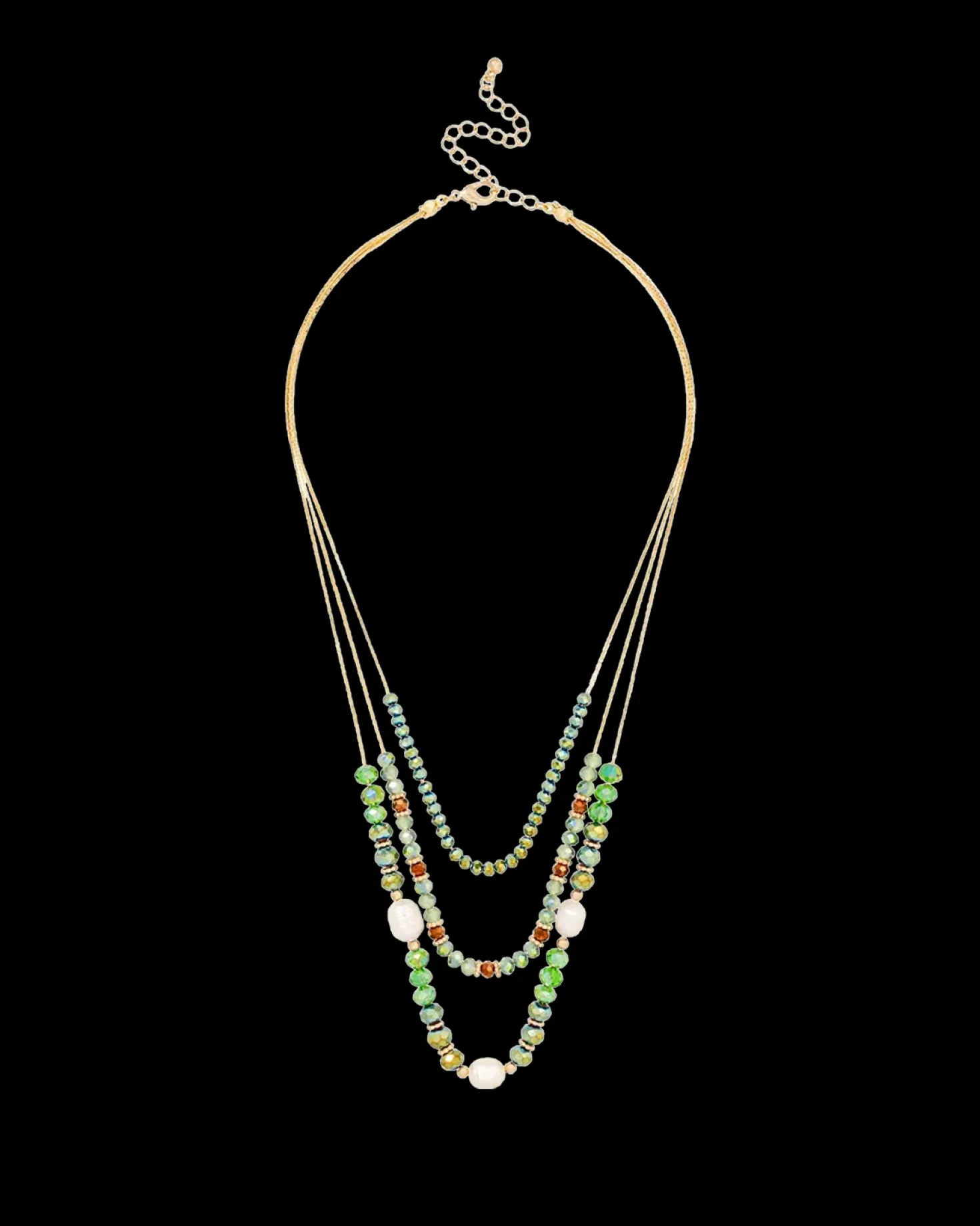 Collier multirangs - Green Beads