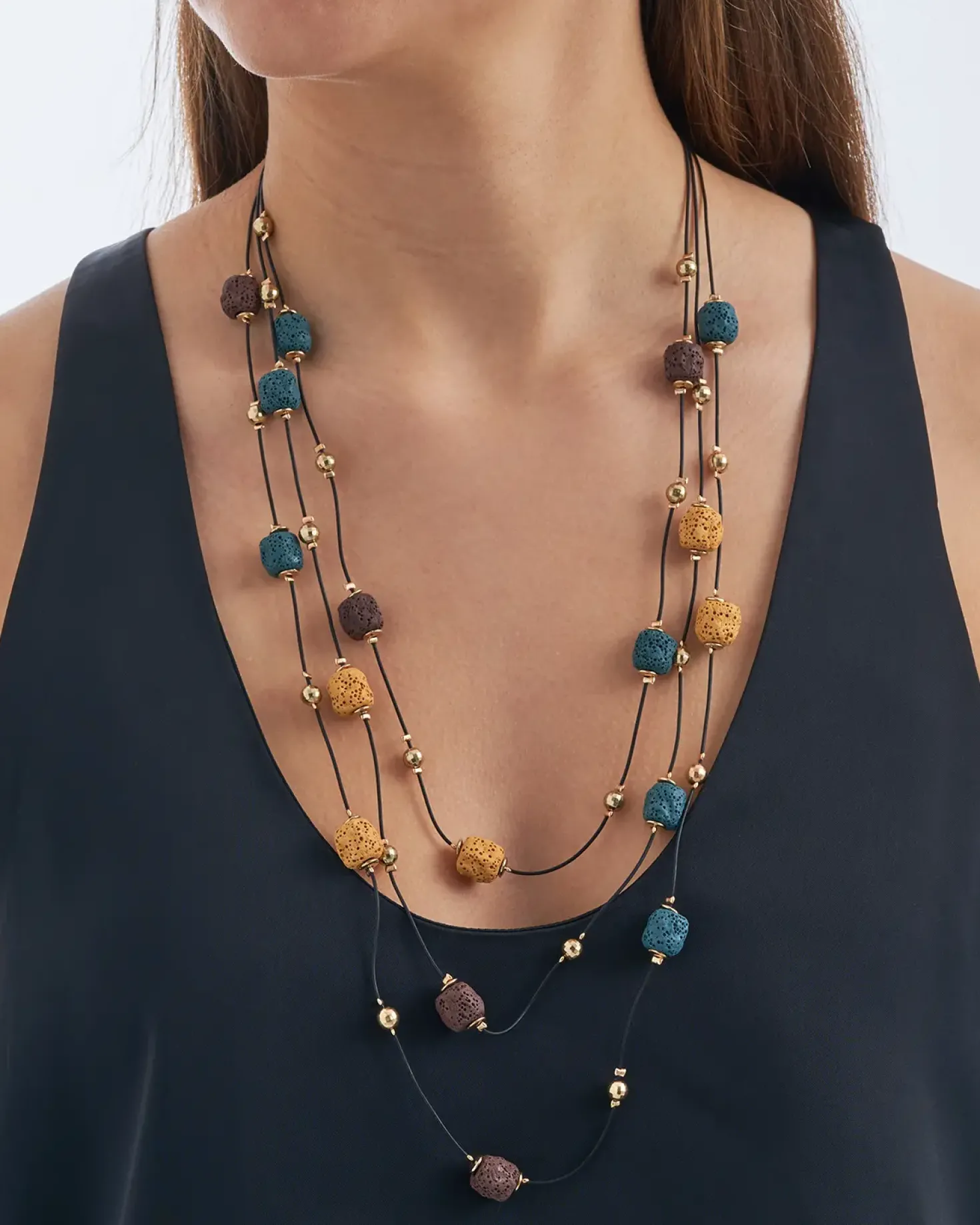 Collier multi-rangs - Lava Stone