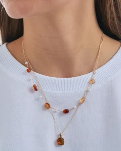 Collier multirangs - Orange Agate