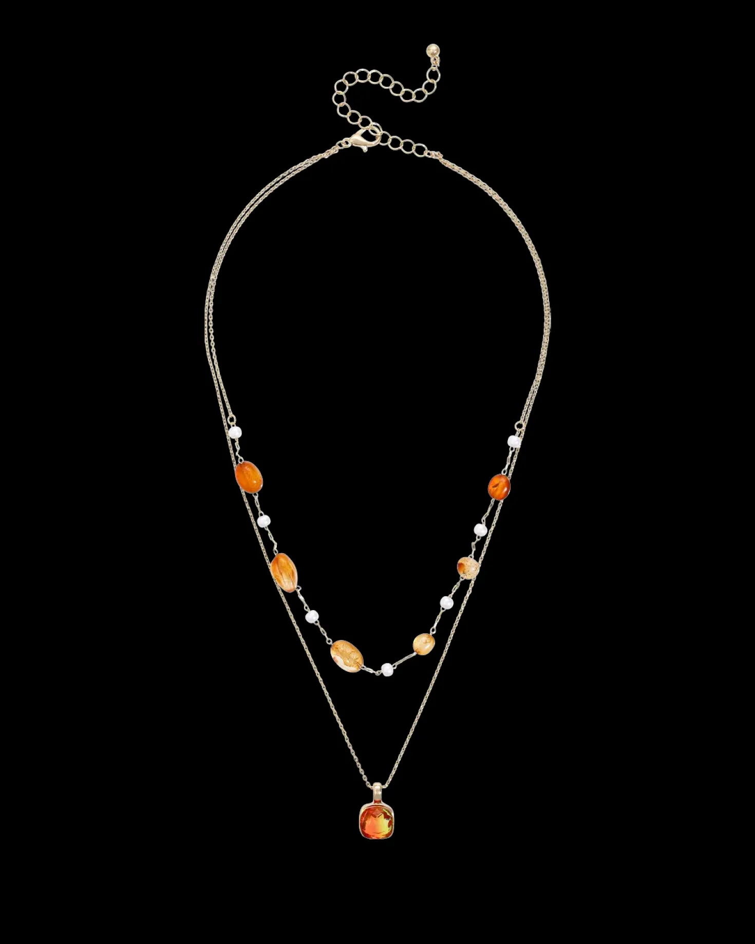 Collier multirangs - Orange Agate