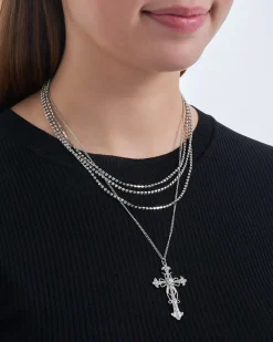 Collier multirangs - Rhinestone Cross