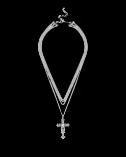 Collier multirangs - Rhinestone Cross