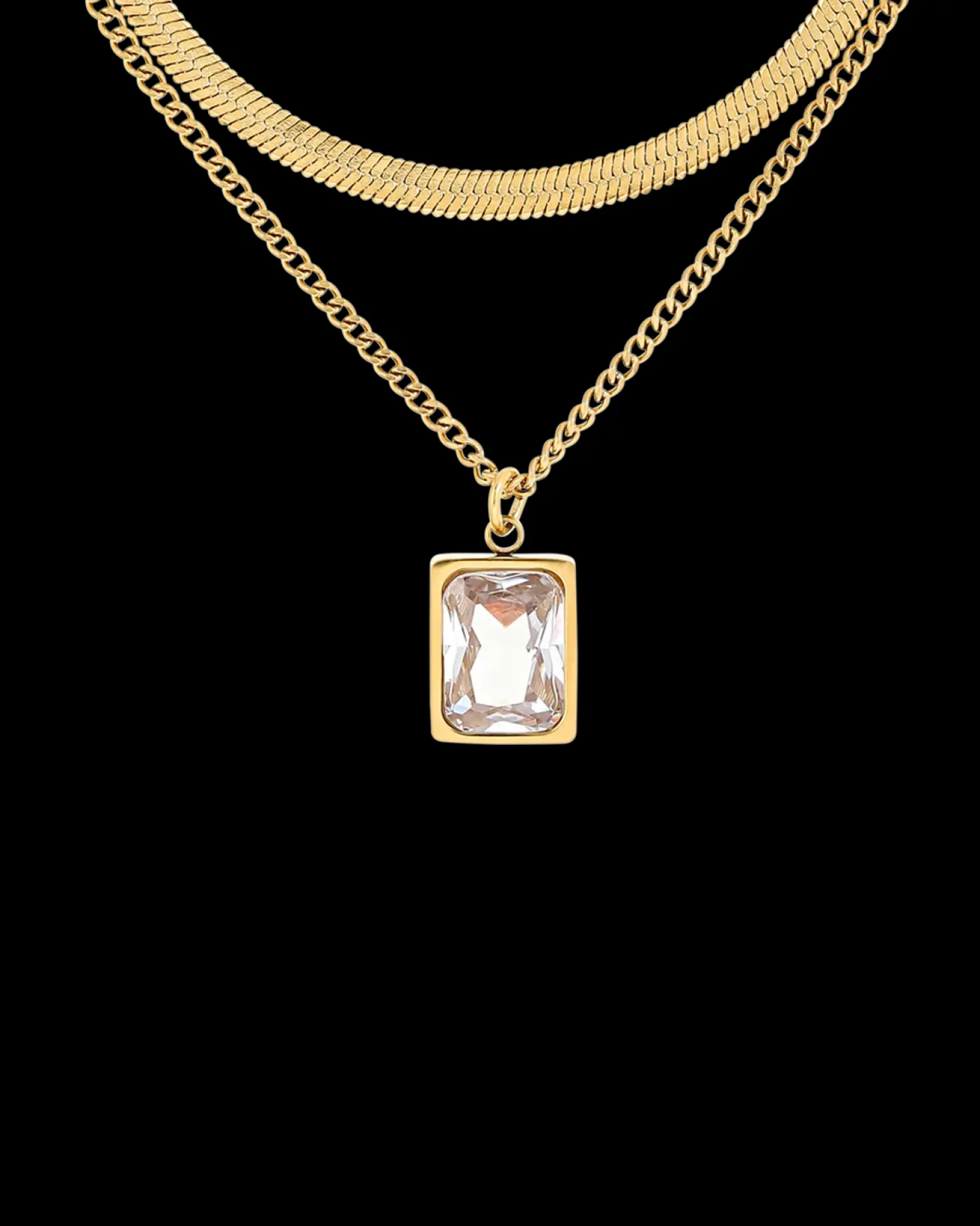 Collier multirangs - Steel Rectangle