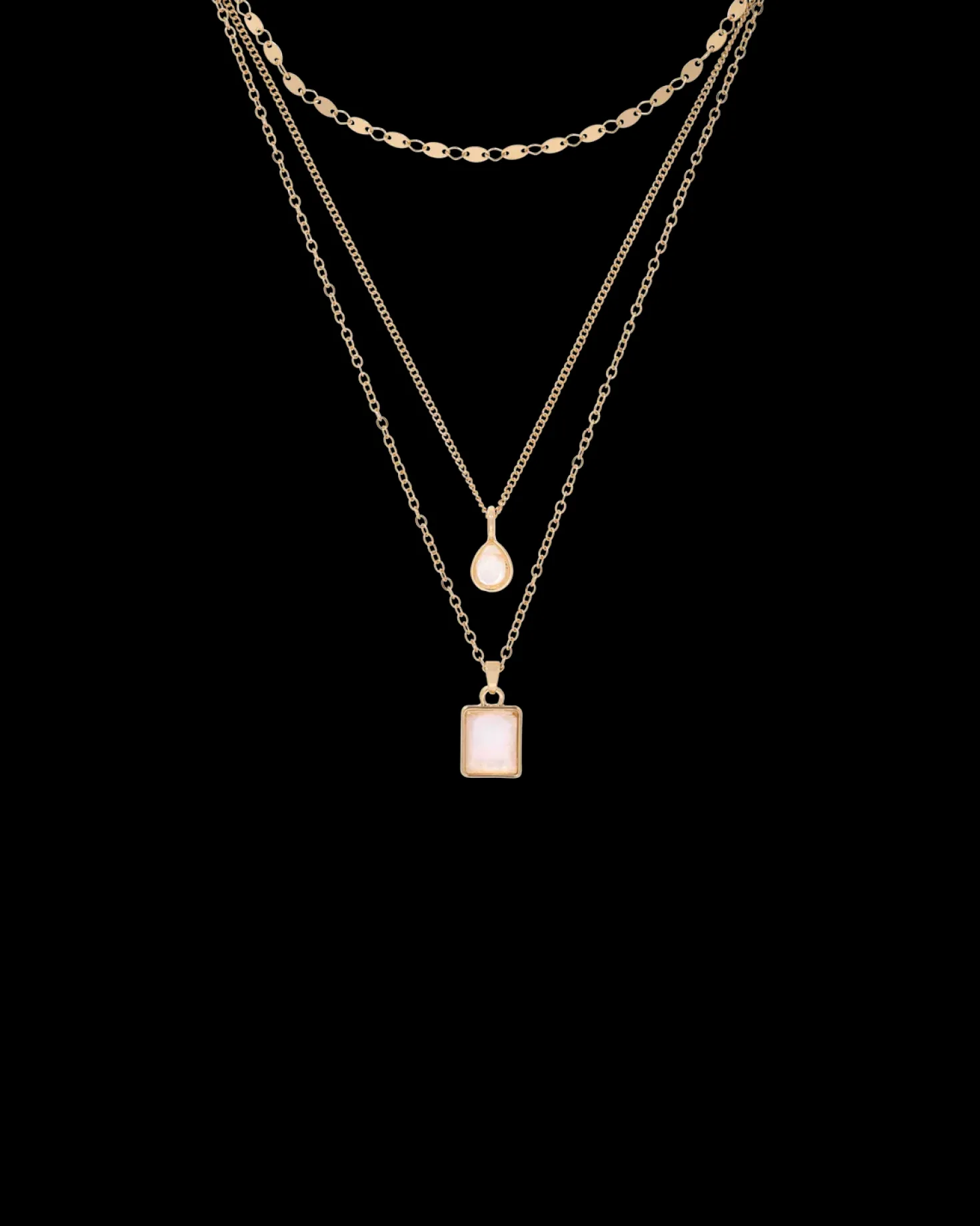 Collier multirangs - White Pendants