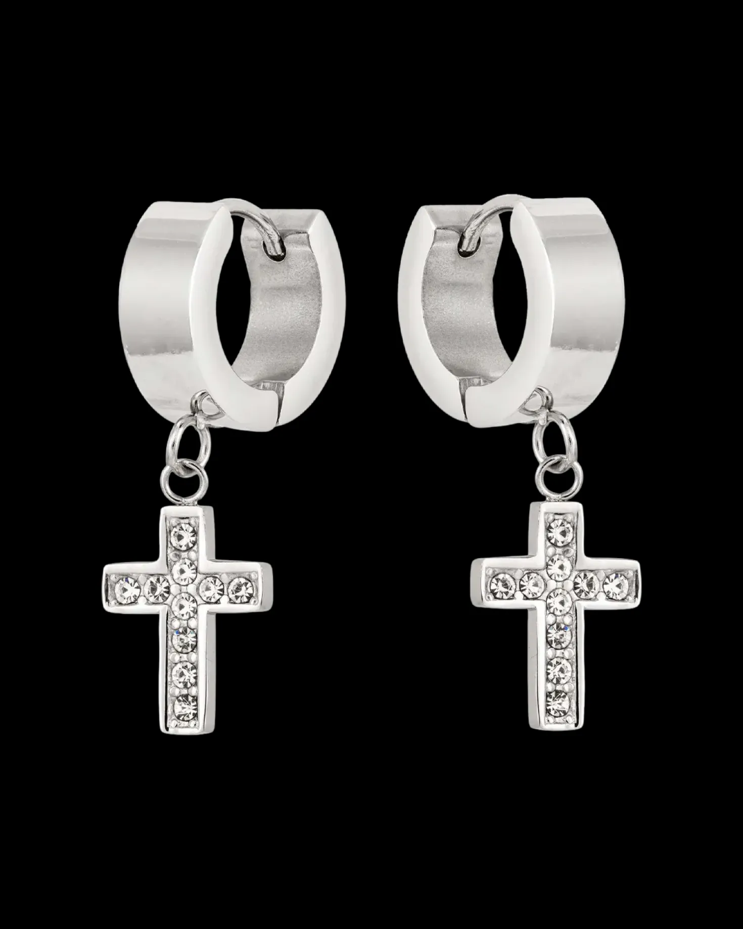 Créoles pour homme - Steel Cross
