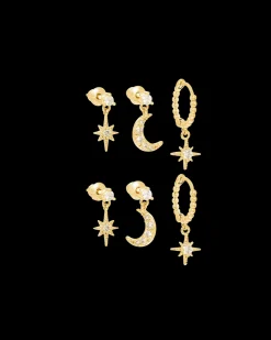 Ensemble de boucles d'oreilles - Moon Stars
