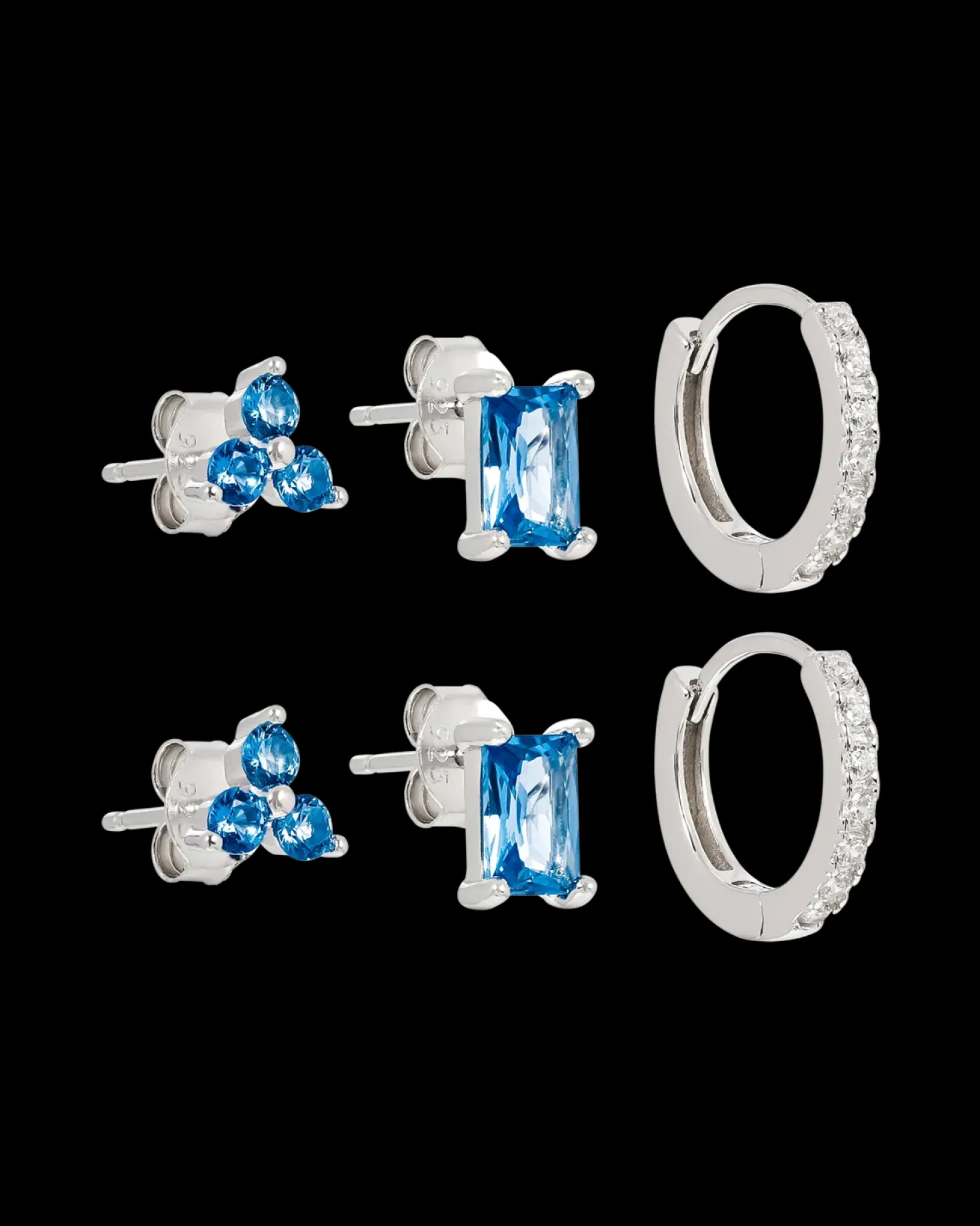 Ensemble de boucles d'oreilles - Blue Crystals