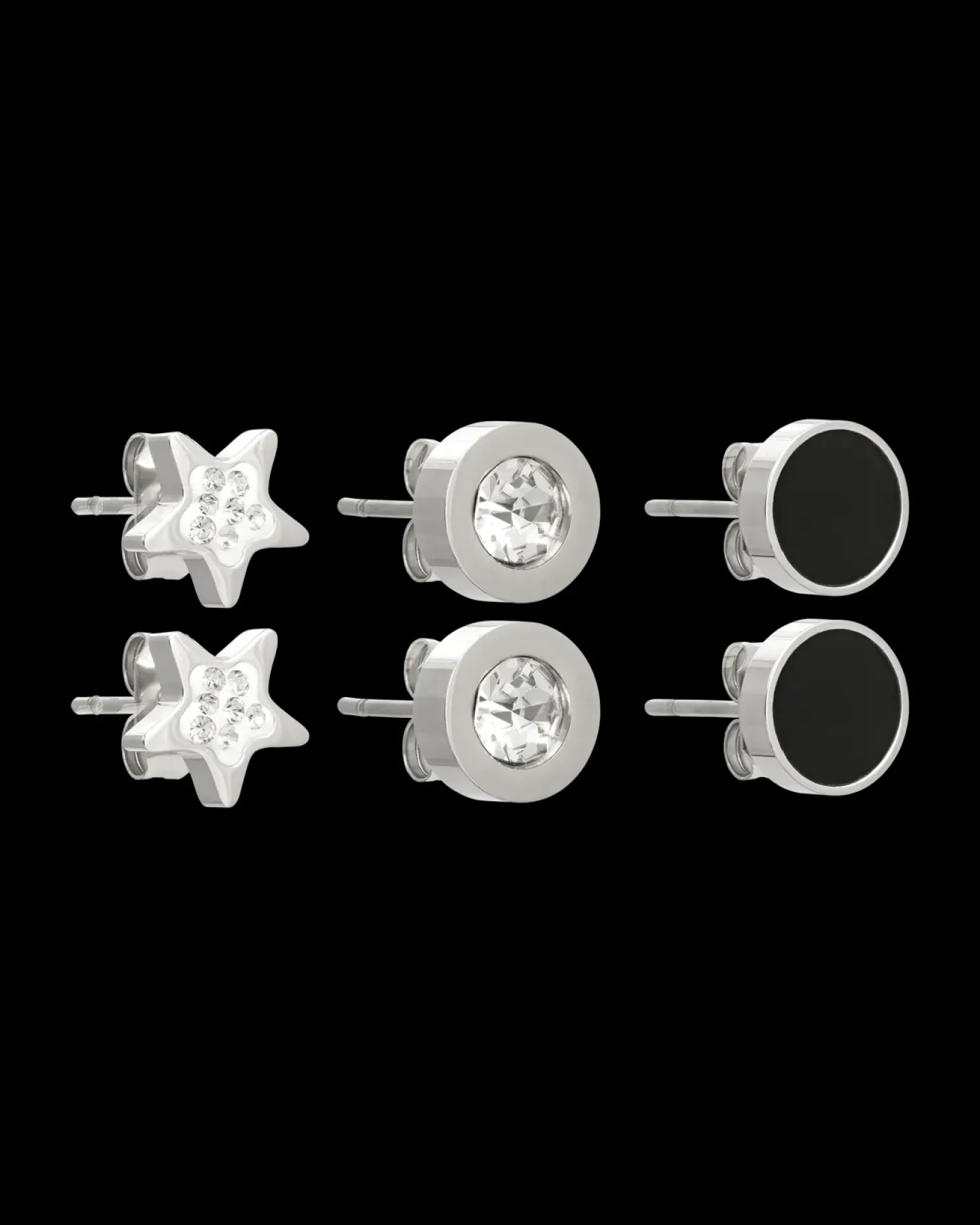 Ensemble de boucles d’oreilles - Steel Stars