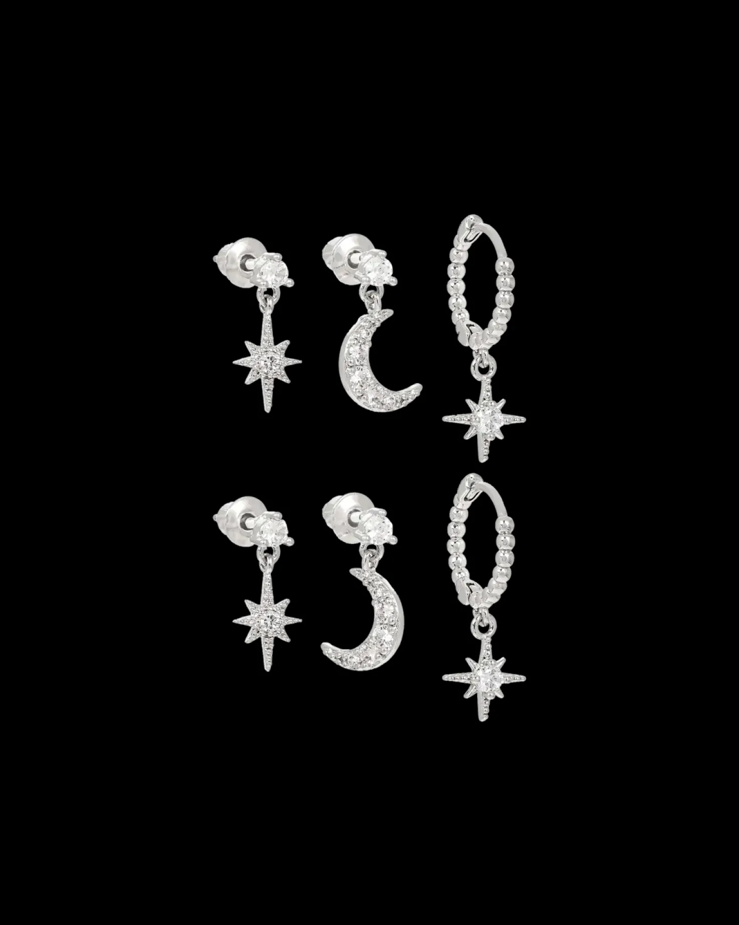 Ensemble de boucles d'oreilles - Moon Star
