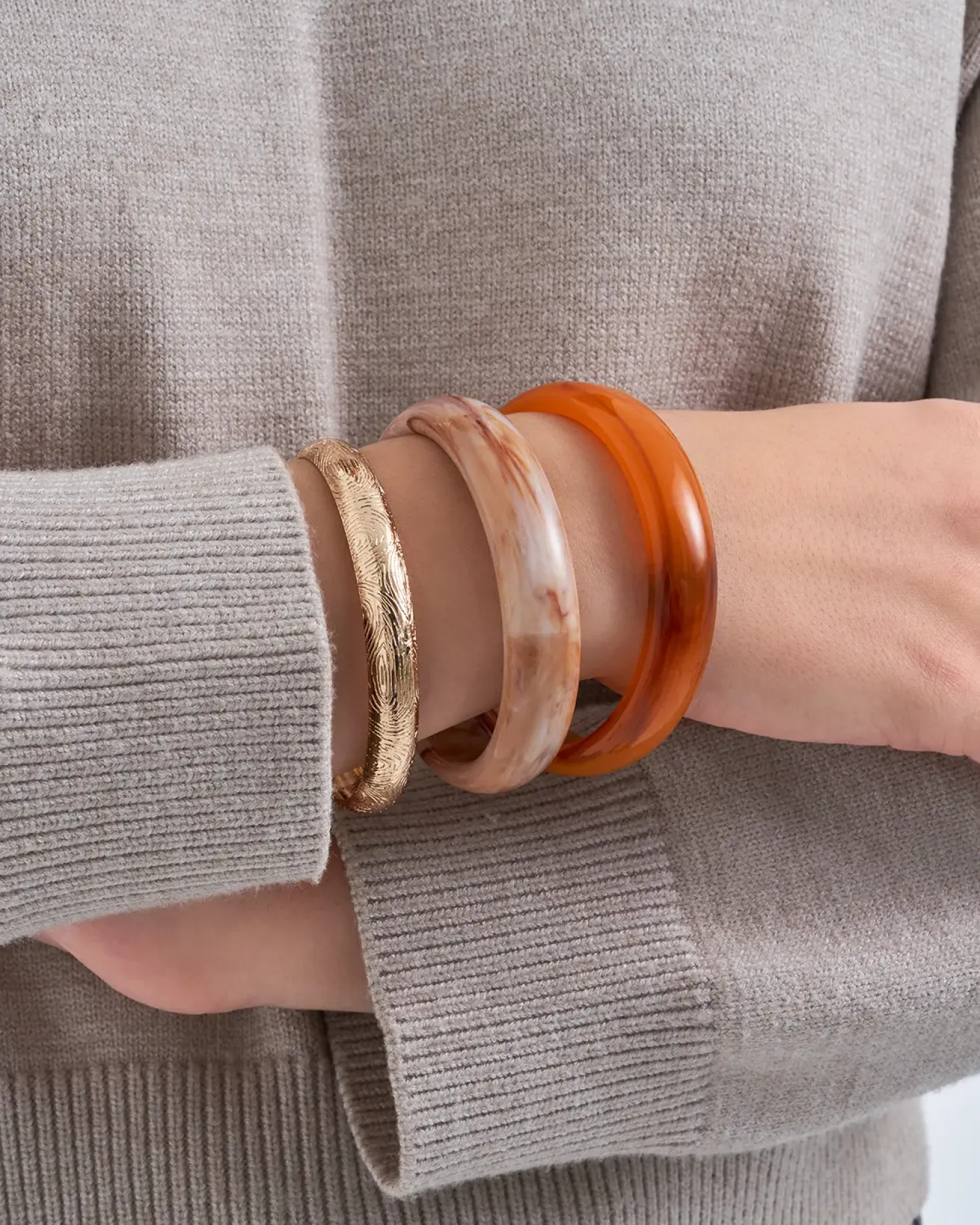 Ensemble de bracelets joncs - Natural Brown