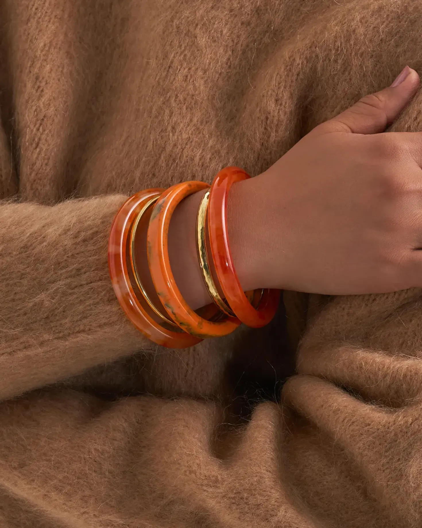 Ensemble de bracelets joncs - Golden Amber