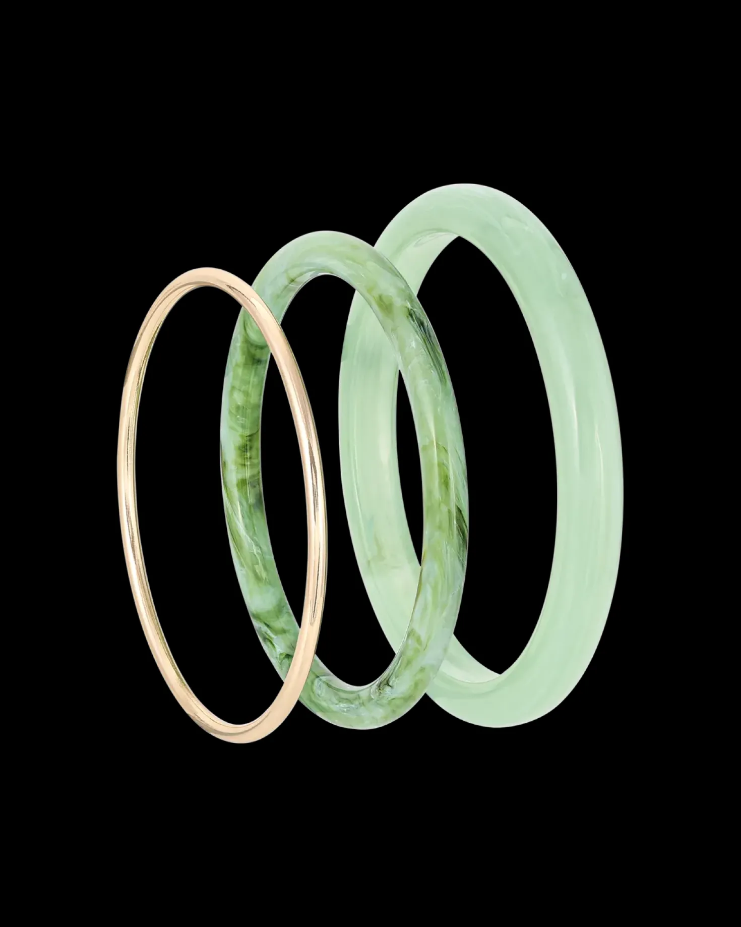 Ensemble de bracelets joncs - Light Green