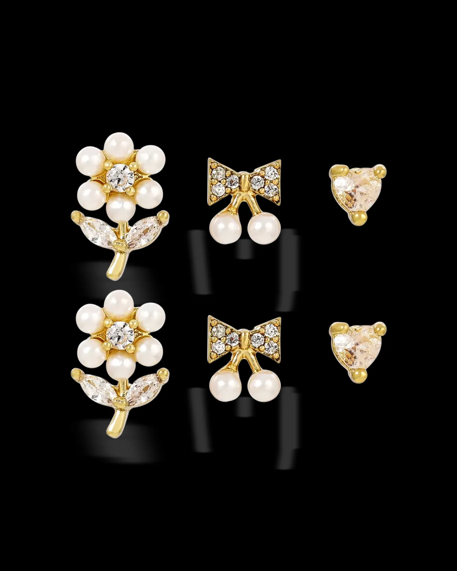 Ensemble de clous d'oreilles - Golden Flower