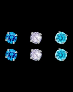 Ensemble de clous d'oreilles - Blue Shine