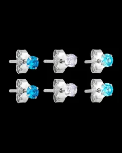 Ensemble de clous d'oreilles - Blue Shine