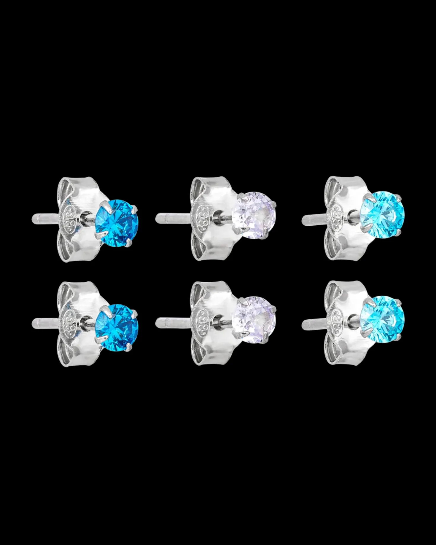 Ensemble de clous d'oreilles - Blue Shine