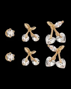 Ensemble de clous d'oreilles - Golden Cherries