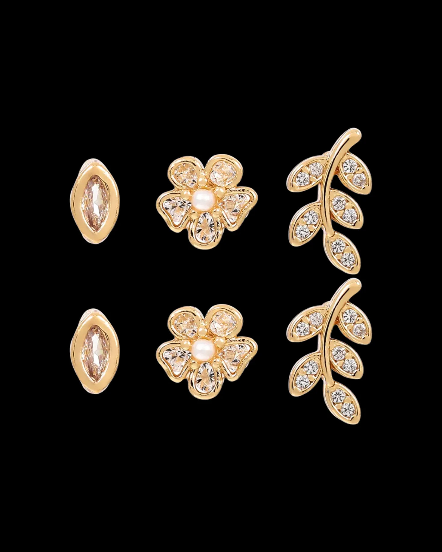 Ensemble de clous d'oreilles - Pretty Leaves