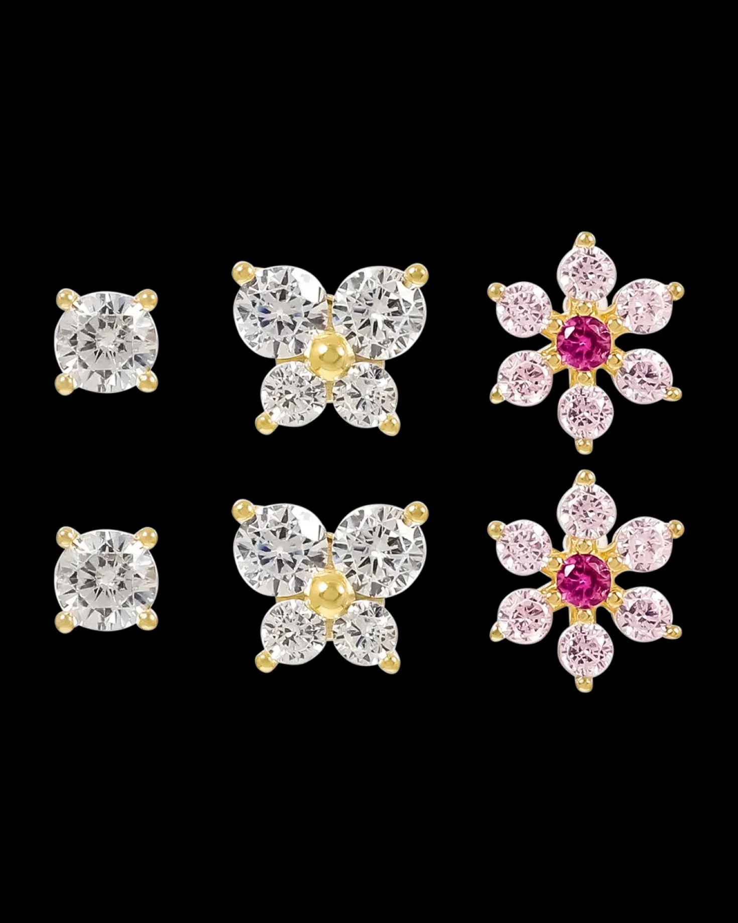 Ensemble de clous d'oreilles - Floral Cuties