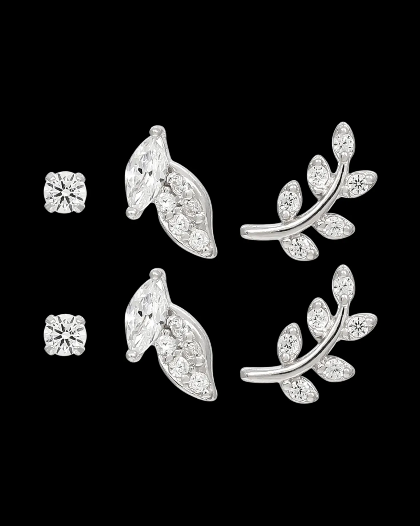 Ensemble de clous d'oreilles - Silver Spark