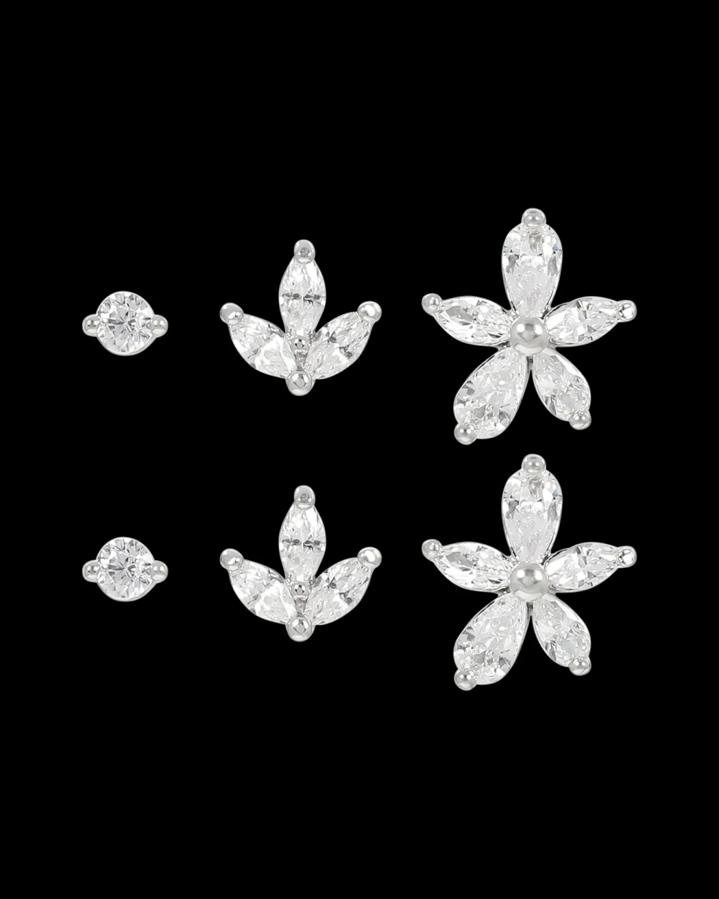 Ensemble de clous d'oreilles - Floral Trio