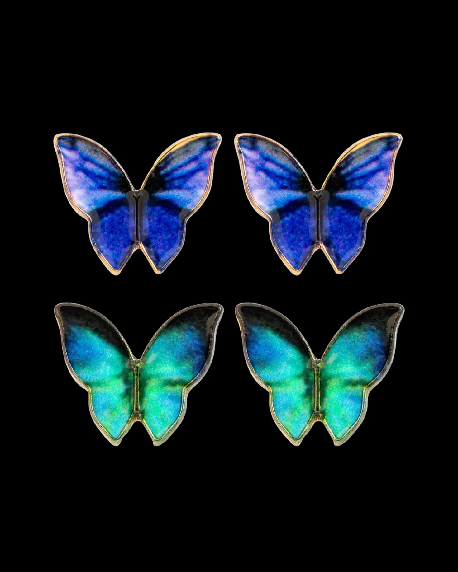 Ensemble de clous d'oreilles - Blue Wings