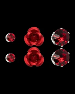 Ensemble de clous d'oreilles - Red Passion