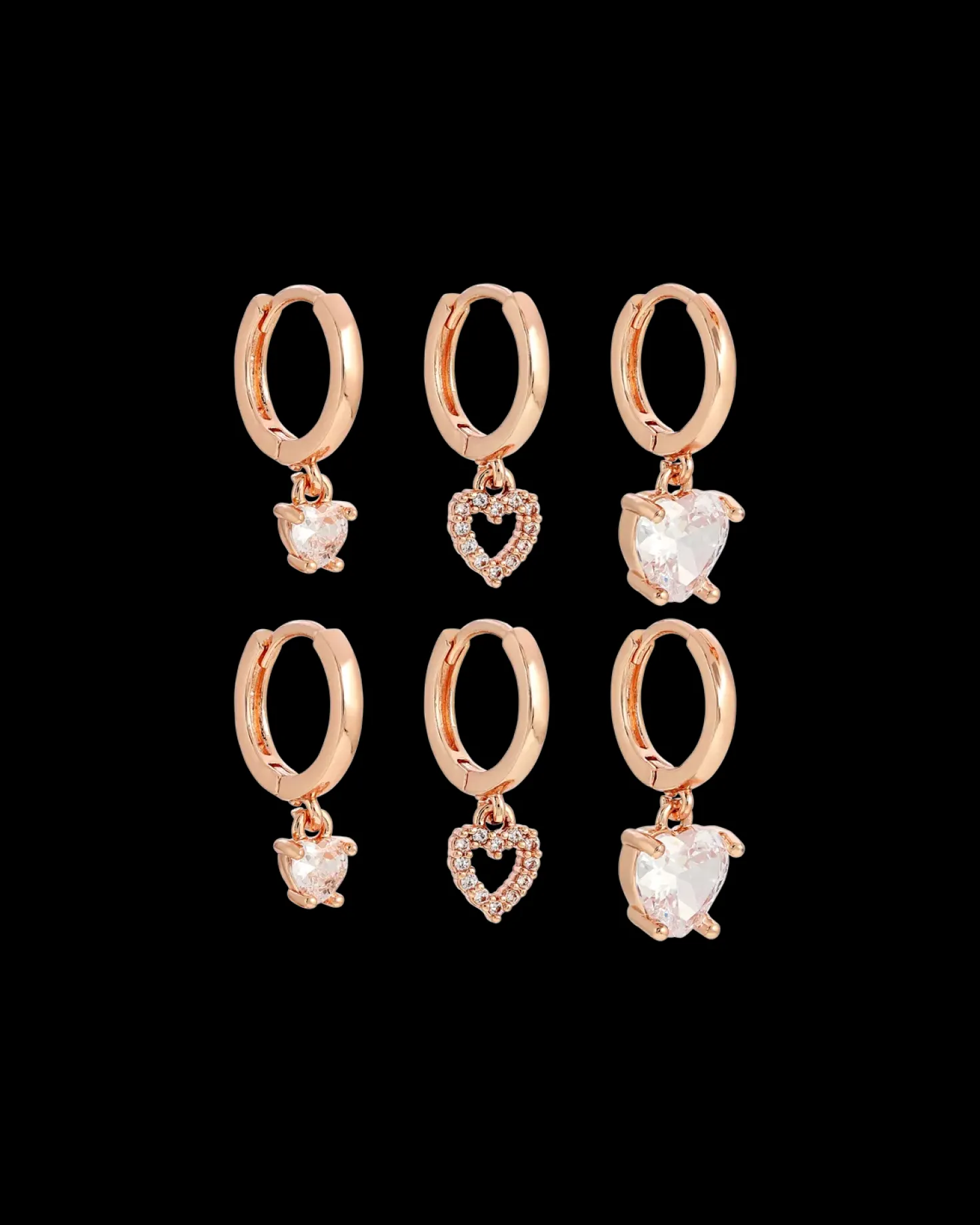 Ensemble de créoles - Rose Hearts